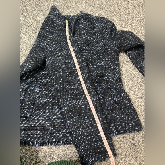 Talbots Shimmer Sparkly Blue Black Double Breast Blazer Sz 10P Career Holiday - Picture 13 of 14